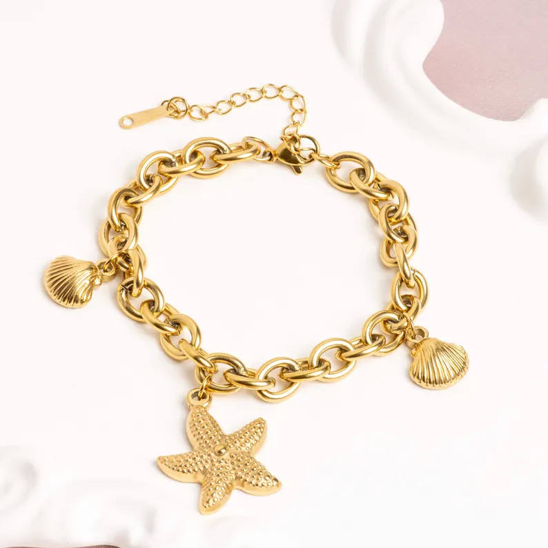The Gold Starfish Marine Link Bracelet